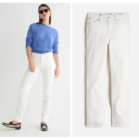 J. Crew 9" Vintage Slim-straight Jean in White Wash Size 25T - Picture 1 of 8
